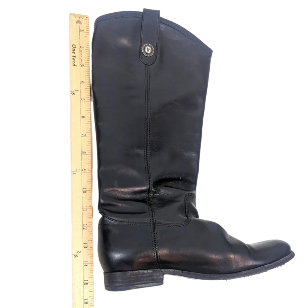 Frye Melissa Button Tall Leather Riding Boots Equestrian Boot Womens 7.5 Black - Picture 10 of 15